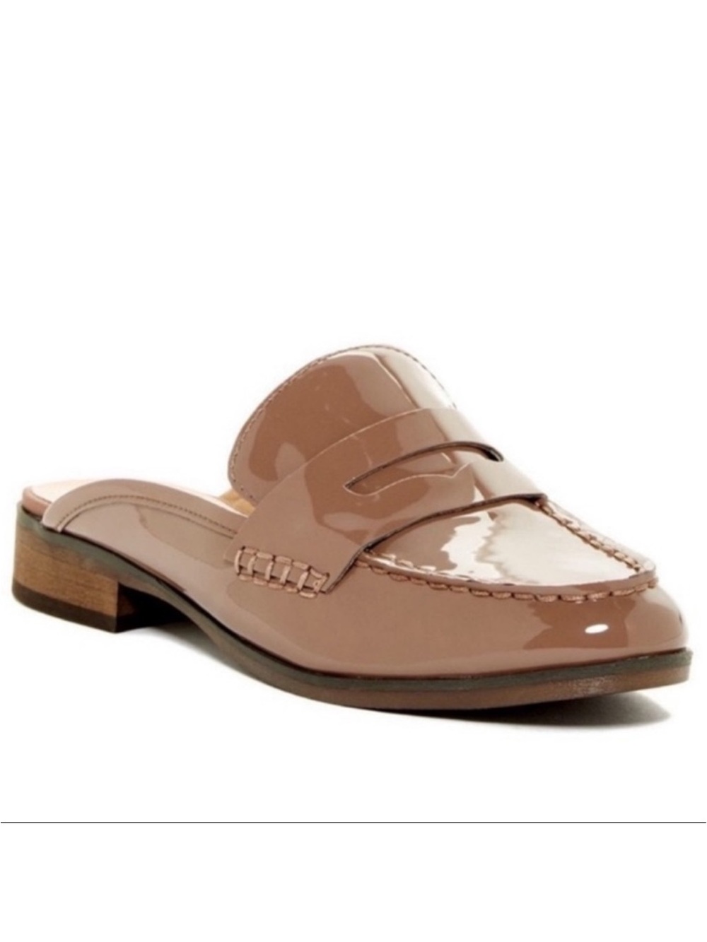 Franco Sarto Barlow Taupe Faux Patent Leather Mules size 7 1/2
